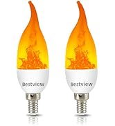 Bestview LED Flame Effect Light Bulbs,3 Modes Flickering Light Bulbs, Smart E12 Chandelier Base C...