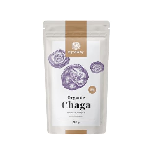 MycoWay BIO Chaga Pulver 200 g Inonotus Obliquus Hoher Ballaststoffgehalt 50100 Portionen Natürliche Unterstützung für Körper und Geist Vielseitig einsetzbar