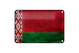 Femer Blechschild Flagge Weißrussland 18x12cm Flag Belarus Rost