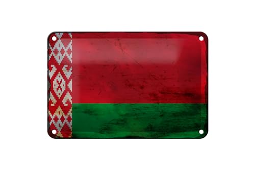 Femer Blechschild Flagge Weißrussland 18x12cm Flag Belarus Rost