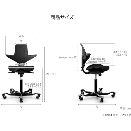 【正規輸入品】 HAG Capisco Puls カピスコパルス チェア 座クッション ノルウェー製 人間工学 ロッキング 上下昇降 奥行調節 座面高39cm～ ブラック CPP8020-150 667829 [3]