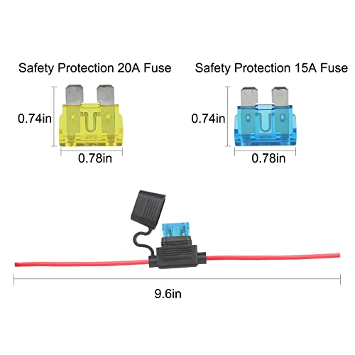 Qiucable 14 Gauge Inline Fuse Holder - 5 Pack 12V Automotive Atc Ato Blade Fuse Block Holder, In-Line 14Awg Wiring Harness Red #TOP1