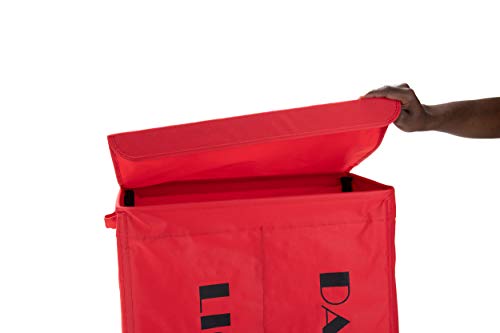 Mind Reader Double Rolling Hamper Laundry Sorter With Lid, Wheels, Handles, Red #TOP5