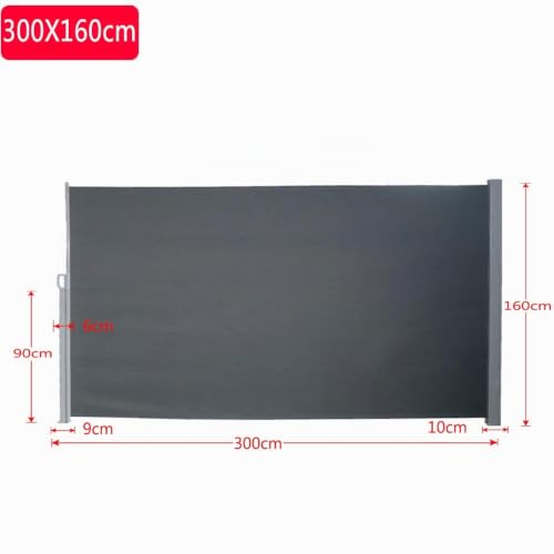 UISEBRT Store Latéral Rétractable Brise-Vue Pare-Soleil pour Balcon, Terrasse, Jardin, 160 x 300cm, Anthracite – vue 2