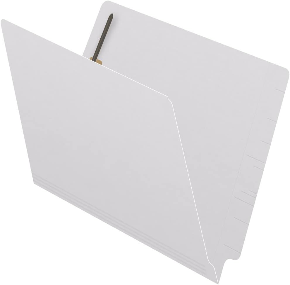 Carpetas de color de 14 puntos, pestaña final de 2 capas de corte completo, tamaño carta, 2 cierres en posición #1 y #3, blanco (caja de 50)