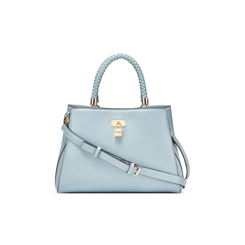 GUESS Polyurethane Blue Solid Women Clover Creek Satchel Bag