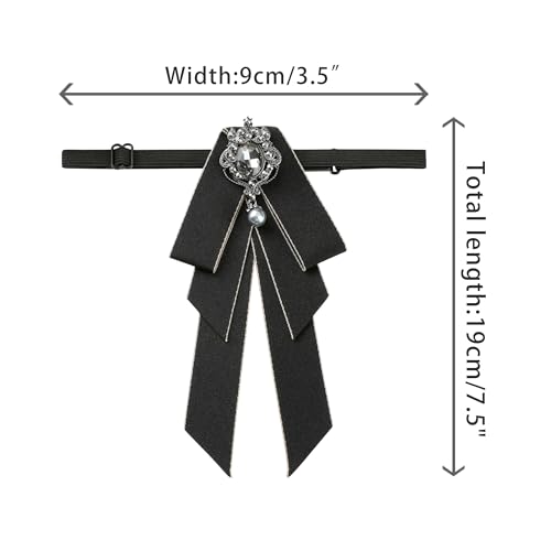 Image of Women's Ribbon Brooch Necktie Rhinestone Bow Ties for Elegant Chic