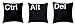Bullahshah '' Ctrl Alt Del'' Set de 3 Premium qualité coton chenille noir 16 « X 16 » housses de coussin