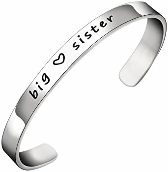 BESPMOSP Big Sis Middle Sis Little Sis Sister Cuff Bangle Bracelet Family Friend Gift for Women Girls (Big Sis)