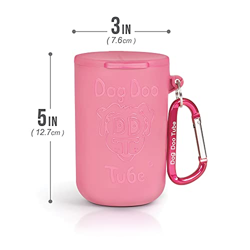 Dog Doo Tube Reusable Dog Poop Holder For Dog Walkers - Carries Used Dog Poop Bags - Tight Fitting Lid Keeps in Odors - Dog Waste Carrier - Attachable to Dog Leash, Harness or Waist (Medium, Pink) - Image 5
