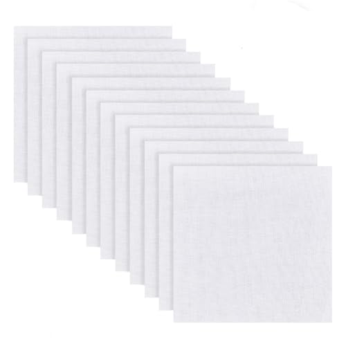 NBEADS 50 Pcs 100% Cotton White Precut Square Fabric 18.2x18.3cm for Embroidery Quilting, Tie-dye, Hand Painting, Sewing