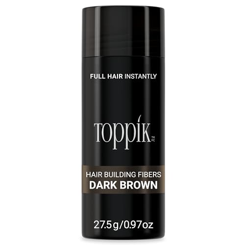 Toppik Fibras Capilares Castaño Oscuro, Fibras de Queratina para Crear más Densidad en el Cabello de Forma Inmediata, 27,5 g, unisex