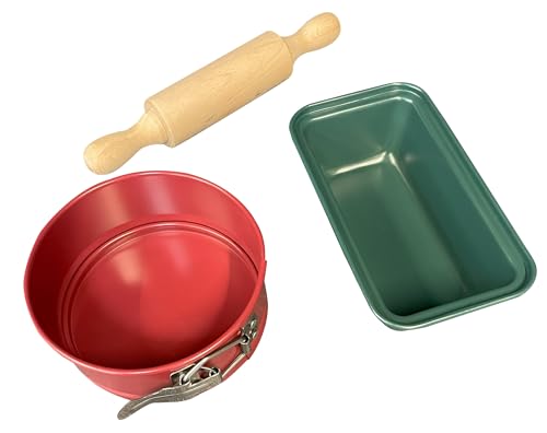 Zenker Set Di 3 Pezzi Con 2 Stampi Da Forno Con Rivestimento Antiaderente E 1 Mattarello. Tortiera 12 X 5 Cm Mini Plumcake 16X9X4,6Cm, Mattarello 21X3