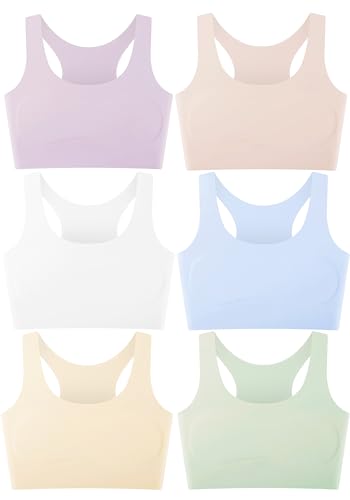 Boboking Teen Girls Seamless Racerback Training Bra Sports Bras-No Pads with Double-Layer Chest Support 9-10Years