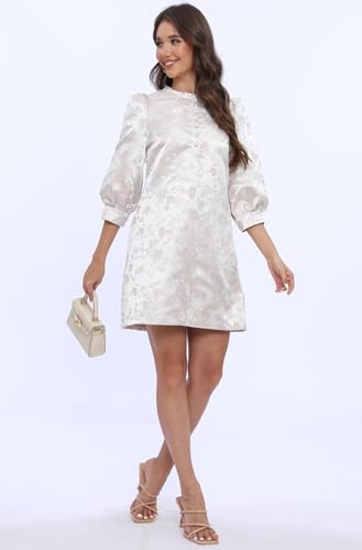 Image of Ladyful Women's Floral Jacquard Dress Cocktail Mini Shift Dresses