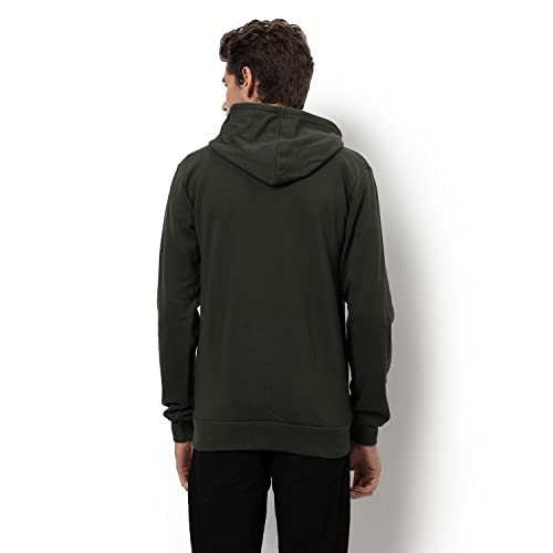 Image of CAHOOT Men's Dark Blue Zip-Front Hoodie with Contrast Drawstring for Casual Wear | Long Sleeve | Hooded Neck | Zipper Closure | Cotton Sweatshirt Crafted with Comfort Fit for Everyday Wear