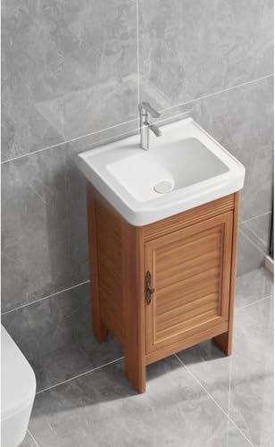 Dunuiov洗面化粧台 洗面台 洗面ボウル 開き戸 自立型 大容量 手洗いシンク 陶器製 手洗い器 洗面キャビネット アルミニウム 床から天井までの小さな洗面台 小さな家庭 陶器 ロッカー付 洗面化粧台 洗面所 収納 キャビネット 陶器製 防 (43*8