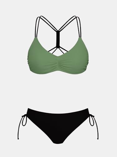 Image of CUPSHE Women's 2 Piece Bikini Set Back Braided Straps with Reversible Bottom