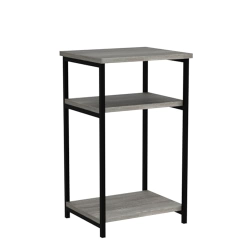 Image of Furinno Just 3-Tier Metal Frame End Table with Storage Shelves, 2-Pack, French Oak