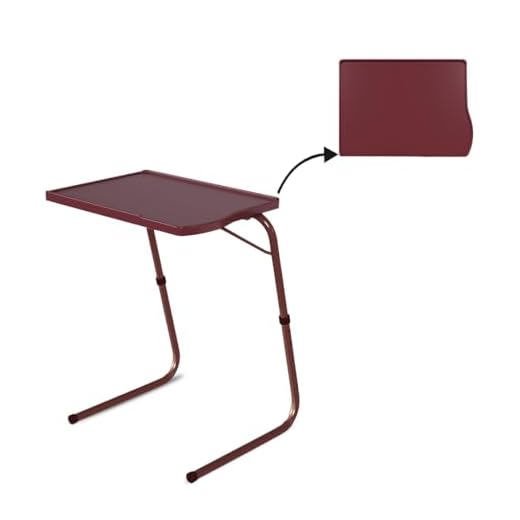 TABLE MAGIC Multipurpose Laptop Table Mat Finish Top PP Steel Metal 53 * 40 * 73cm 6 Heights 3 Angles Adjustable Foldable (Brown Regular)