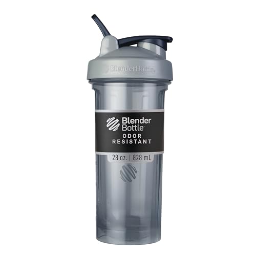 Blender Bottle Shaker Pro Series Perfect for Protein Shakes and Pre Workout 28-Ounce Full-Color Grey