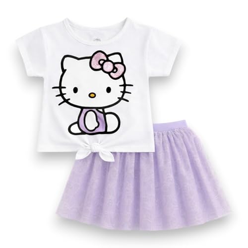 Image of Hello Kitty Girls 2-Piece T-Shirt and Skirt Set - White /Purple 8-10