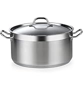 Cooks Caçarola de forno holandesa padrão com tampa, panelas profissionais de aço inoxidável de 9 litros, prata