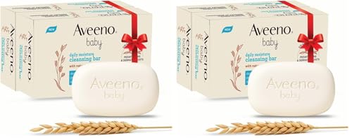 Image of Aveeno Baby Daily Moisture Cleansing Bar 75g | With natural Oatmeal, Glycerin and Shea Butter | Co-created with Pediatricians and Dermatologists for newborn sensitive skin | pH balanced, free of soap, parabens sulfates and phthalates