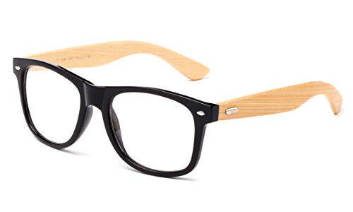 Newbee Fashion - Real Bamboo Temples Clear Frames Glasses Men Women Wooden Frames