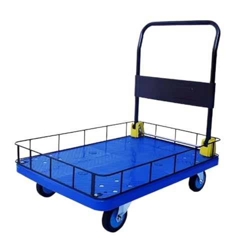 OUYUE Durevole Carrello Portapacchi Carrello A Mano Pieghevole con Pianale E Recinzione, Carrello Portatile for Impieghi Gravosi, for Uso in Magazzino Carrello con Ruote Portatutto