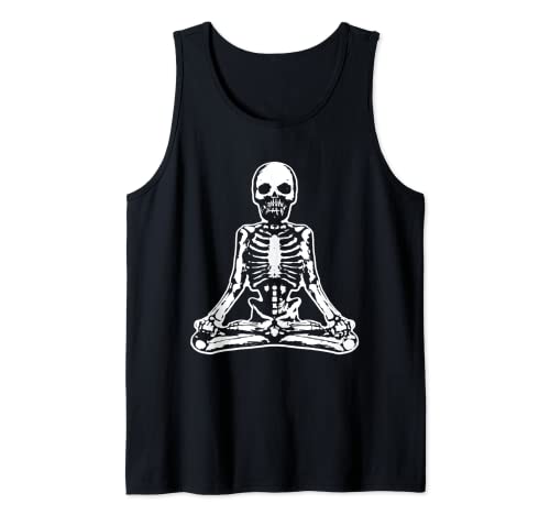 Esqueleto de meditación Halloween Freaky Yoga Om Namaste Regalo Camiseta sin Mangas