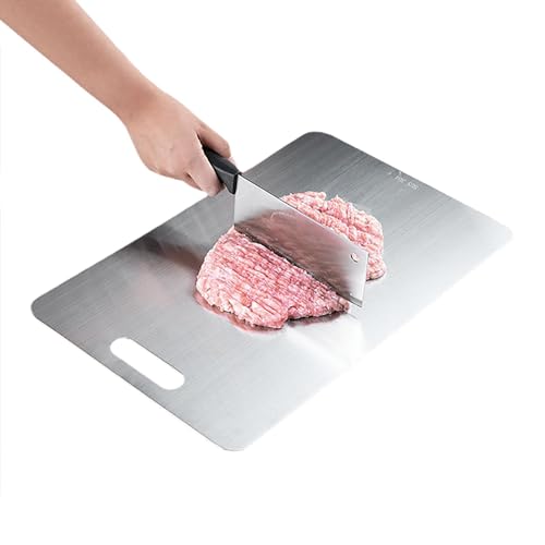 Tabla de cortar de titanio, tabla de cortar de acero inoxidable para cocina, tabla de cortar de metal grueso, tabla de cortar 304 de grado alimenticio, tabla de cortar de doble cara de grado