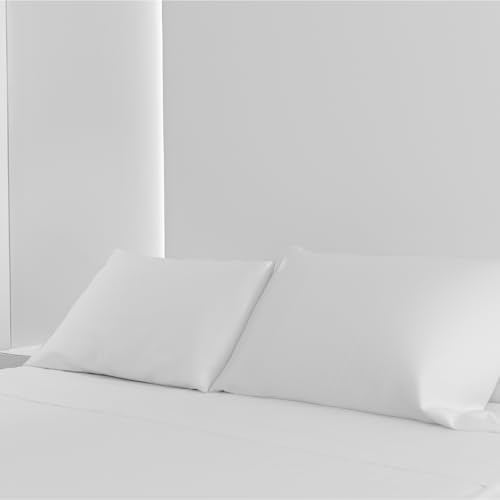 Sedalinne - Funda de Almohada para Hostelería - Tejido 100% algodón Percal Calidad 200 Hilos - Cama 90 cm - Ropa de Cama especializada en Hostelería - Color Blanco