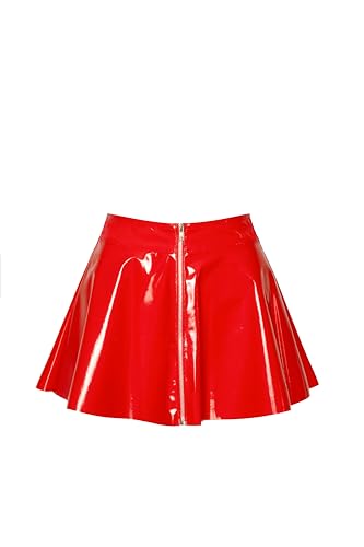 Mini jupe vinyle rouge XL vêtement femme laqué Black Level