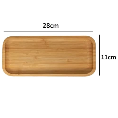 3 Bandejas Bambu Lavabo Decorativa Café Retangular 28cm