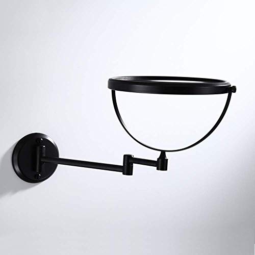 Miroir de maquillage noir double miroir de salle de bain mural pliant x3