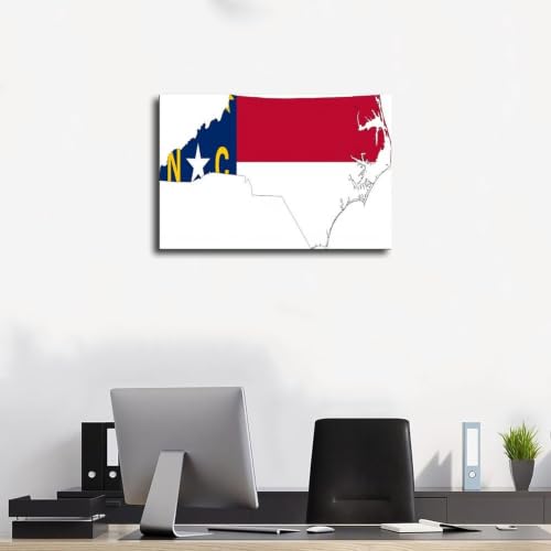 Drapeau de la Caroline du Nord impression sur toile avec cadre à suspendre 50x75 cm