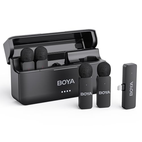 Microphone sans fil BOYA BY-V4D à 4 canaux mono avec adaptateur TRS 3,5 mm pour caméra