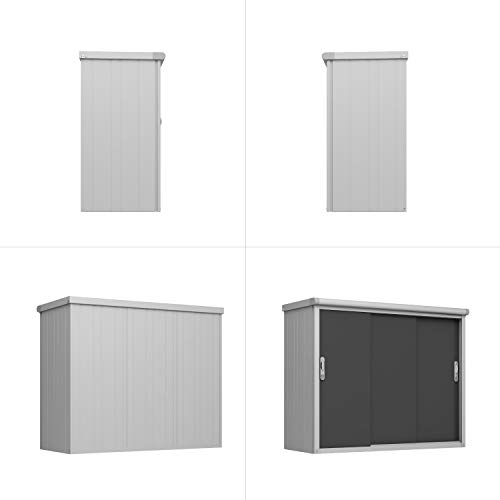 GFP Geräteschrank Metall 180x75x150 cm Gartenschrank wetterfest mit Schiebetür in anthrazit inkl. Fußboden – Bild 3