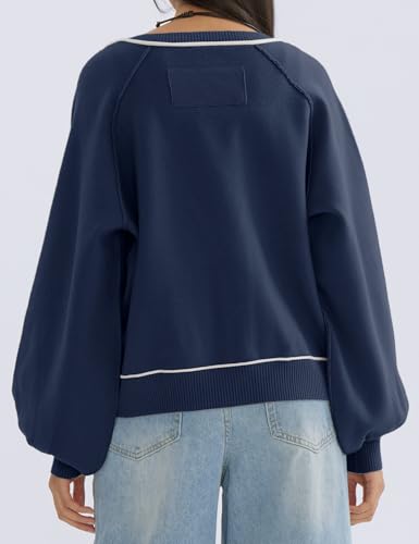 CHERFLY Women's Oversized Cardigan Sweater 2025 Fall Knit Open Front Button Down Long Sleeve Casual Coat Outfits with Pockets - Image 4