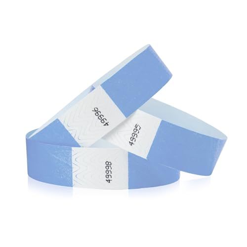 Image of 500 WristCo Sky Blue Tyvek Wristbands for Events - Comfortable Tear Resistant Paper Bracelets ID Wrist Bands for Concerts Festivals Admission Party Identification