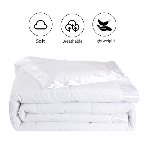 Hombys Down Alternative Blanket Oversized King 120X120 For All Season, Lightweight Quilted White Bed Blanket With Satin Trim,Reversible Soft Microfiber Quilted Blanket #TOP2
