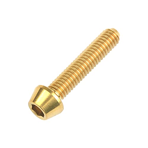 Image of Titanium Ti DIN912 M4 8 10 12 15 20mm Tapered Head Hex Bolts Bicycle Screws Pack of 6 (Gold, M4x20mm)