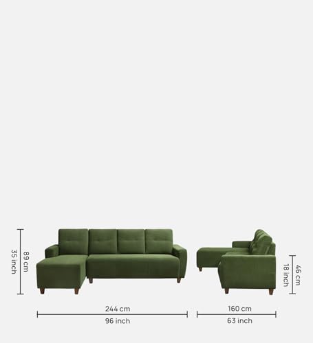 Image of Sleepyhead Yolo Designed by Duroflex - 3 Seater Sofa, LHS L Shape Sofa Set |Premium Fabric, Plush 3-Layer Cushioning |Modern Buttonless Tufted & Anti-Sag Comfort |3 Years Warranty - Avocado Green