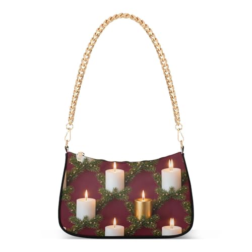 Sac à main à bandoulière femme motif branche de pin bougie Noël