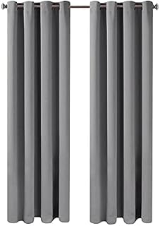 Anjee Eyelet Blackout Thermal Insulated Curtains 2 Panels 46 x 90 inch for Living Room/Bedroom/Nursery with 2 Matching Tie Backs Grey