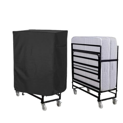 Image of EDRAK Rollway Foldable Metal Single Bed Cover | Lockable Bed with 6inch Mattress Dustproof Cover | Drawstring Handle | (Black)