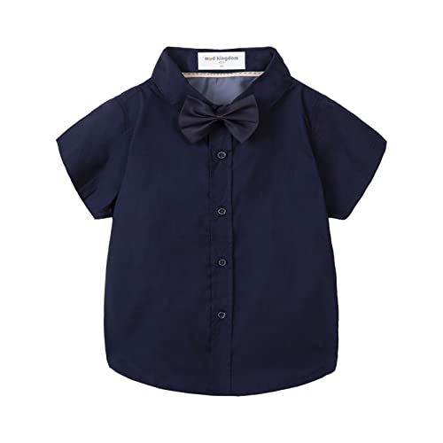 Mud Kingdom Jungen Hemd und Krawatte Einstellen Einfach Marine 7-8 Jahre