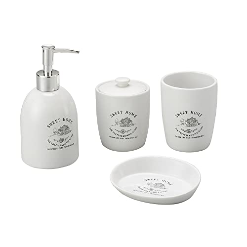 Conjunto 4 Peças para Banheiro de Cerâmica Sweet Home Branco - Lyor