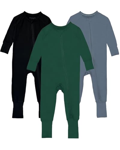 Image of Baby Footless Pajamas,Rayon Made From Bamboo Footie Sleepers,Long Sleeve with Two Way Zipper Rompers 0-24 Months